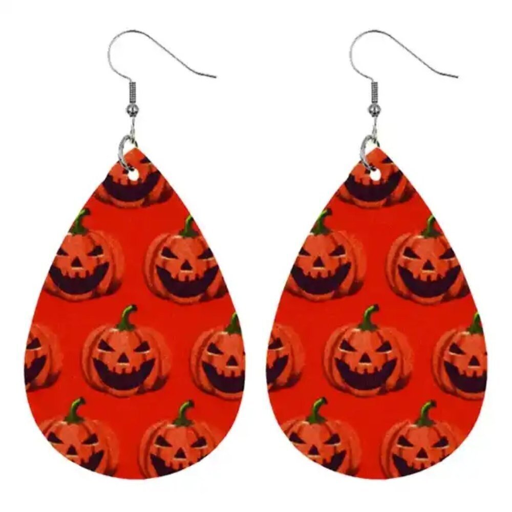 Halloween Double Sided Printed Pumpkin Earrings